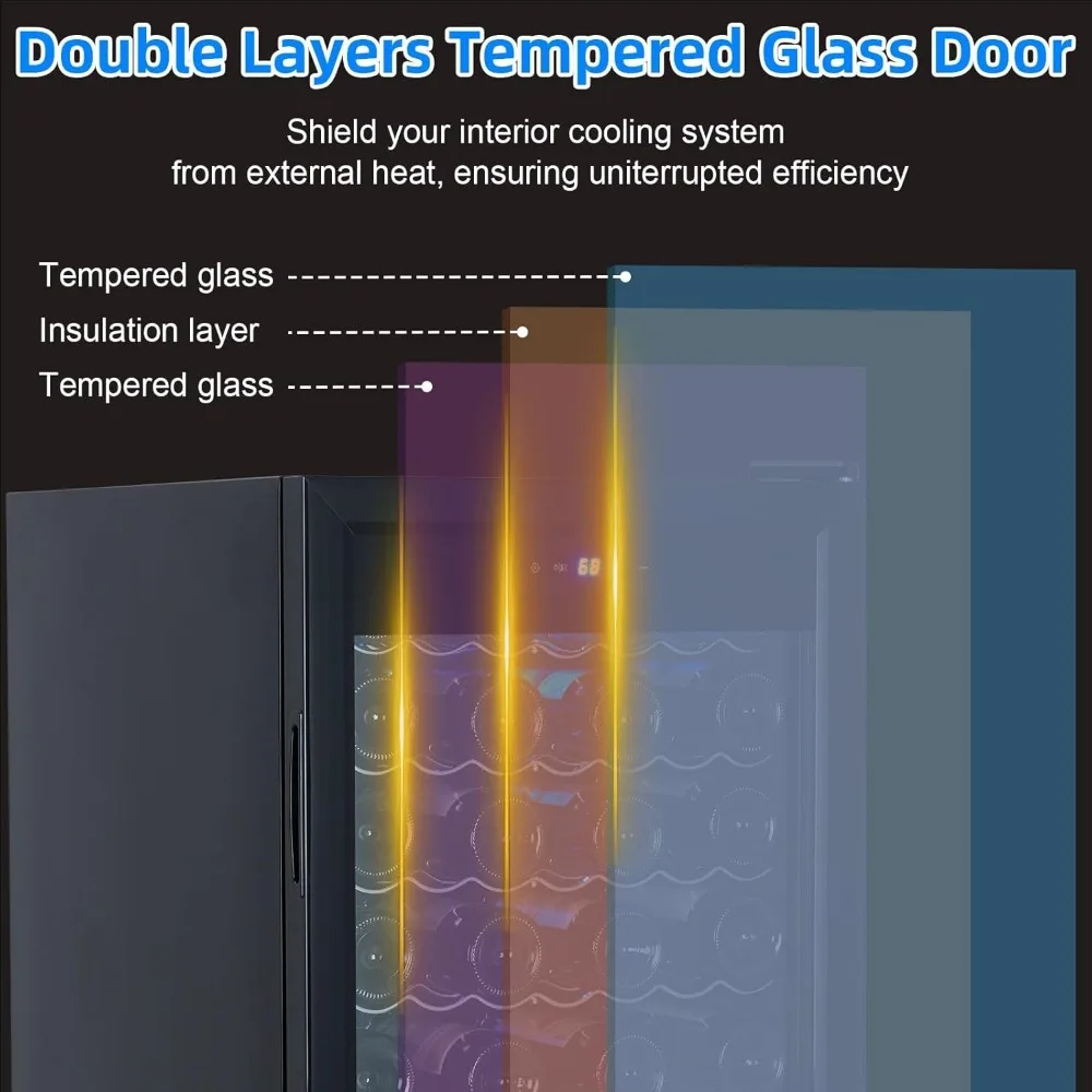 Geladeira para vinho de zona única de 32 garrafas – Geladeira independente para vinho com resfriamento rápido e baixo ruído, ideal para vermelho