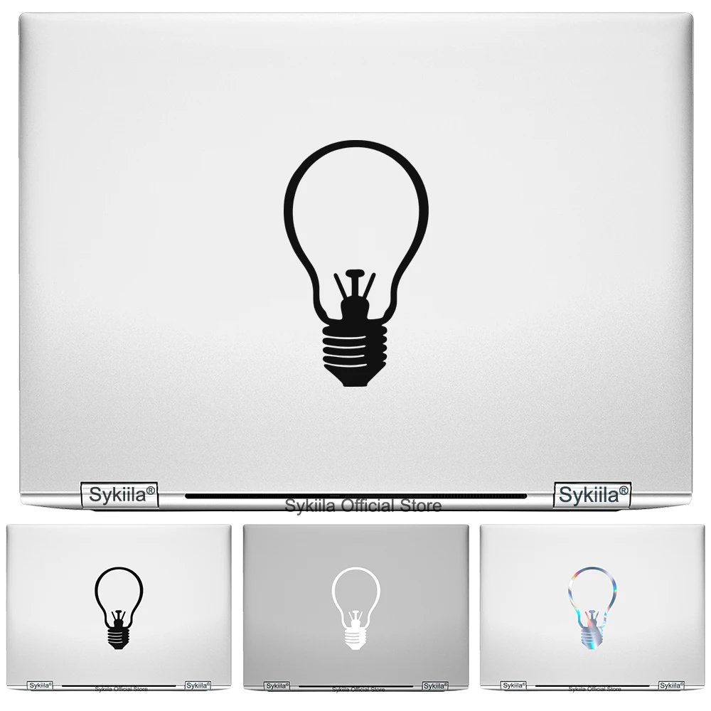 Laptop Vinyl Sticker Decal Lamp Bulb Skin for Macbook Air 13 15 Pro 13 15 16 17 12 Computer Notebook Backlit Silhouette Black
