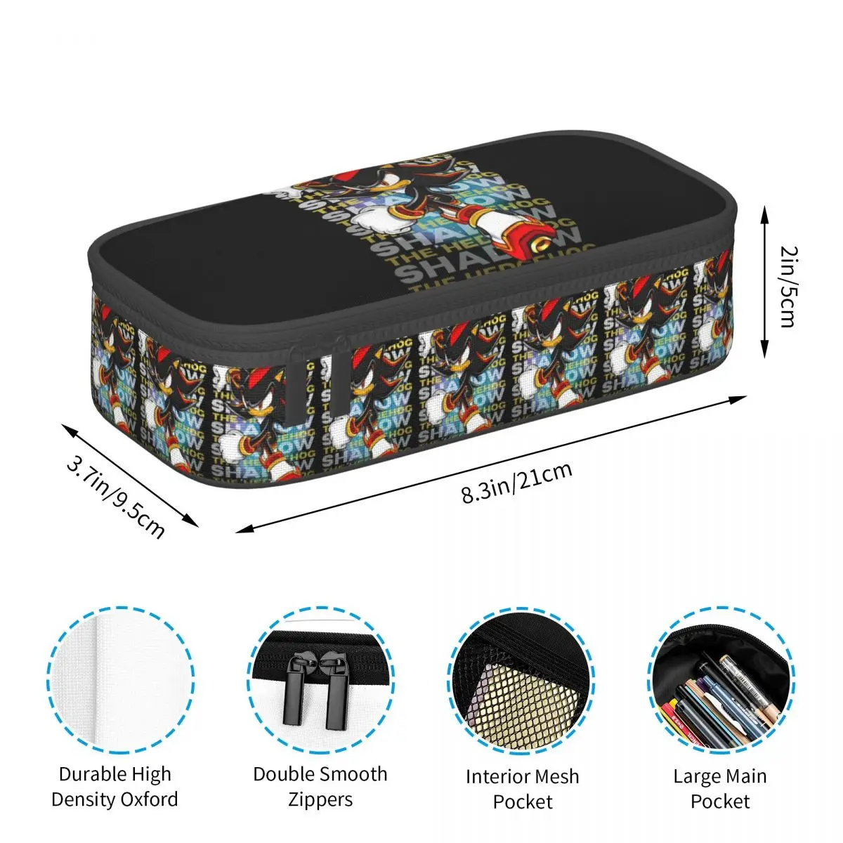 الظل القنفذ سونيك ملصق مقلمة لهدايا الطلاب صندوق القلم حقيبة أقلام رصاص لوازم مكتبية حامل قلم حقيبة