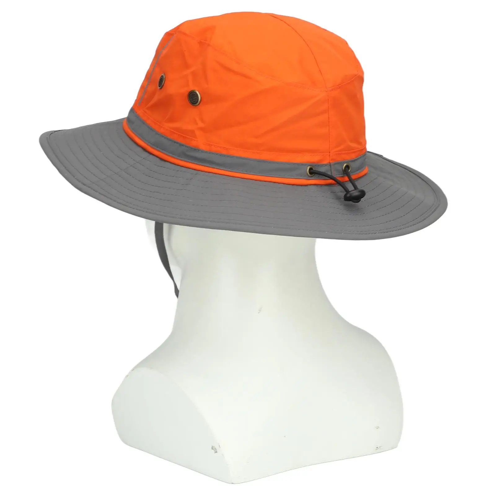 Lightweight UPF50+ Orange Sun Hat for Fishing & Climbing - Adjustable Nylon with Reflective Strip