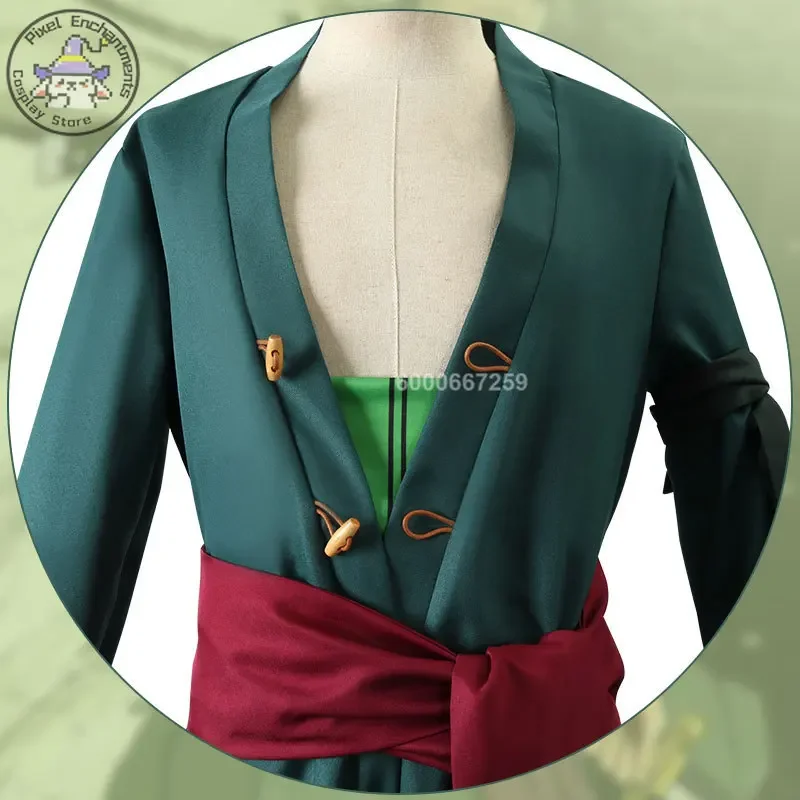RT01 อะนิเมะ Roronoas คอสเพลย์เครื่องแต่งกายชุดกิโมโน Robe Zoro เสื้อคลุมชุดผู้ใหญ่เด็กฮาโลวีนชุดวิกผมต่างหู Props Comic Con * Jk2