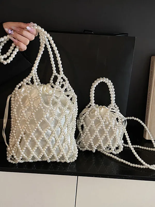 

e Pearl Crossbody Phone Bag Lightweight Summer New Sle Korean Faion Hollow out Design Small Size Ele Handbag
