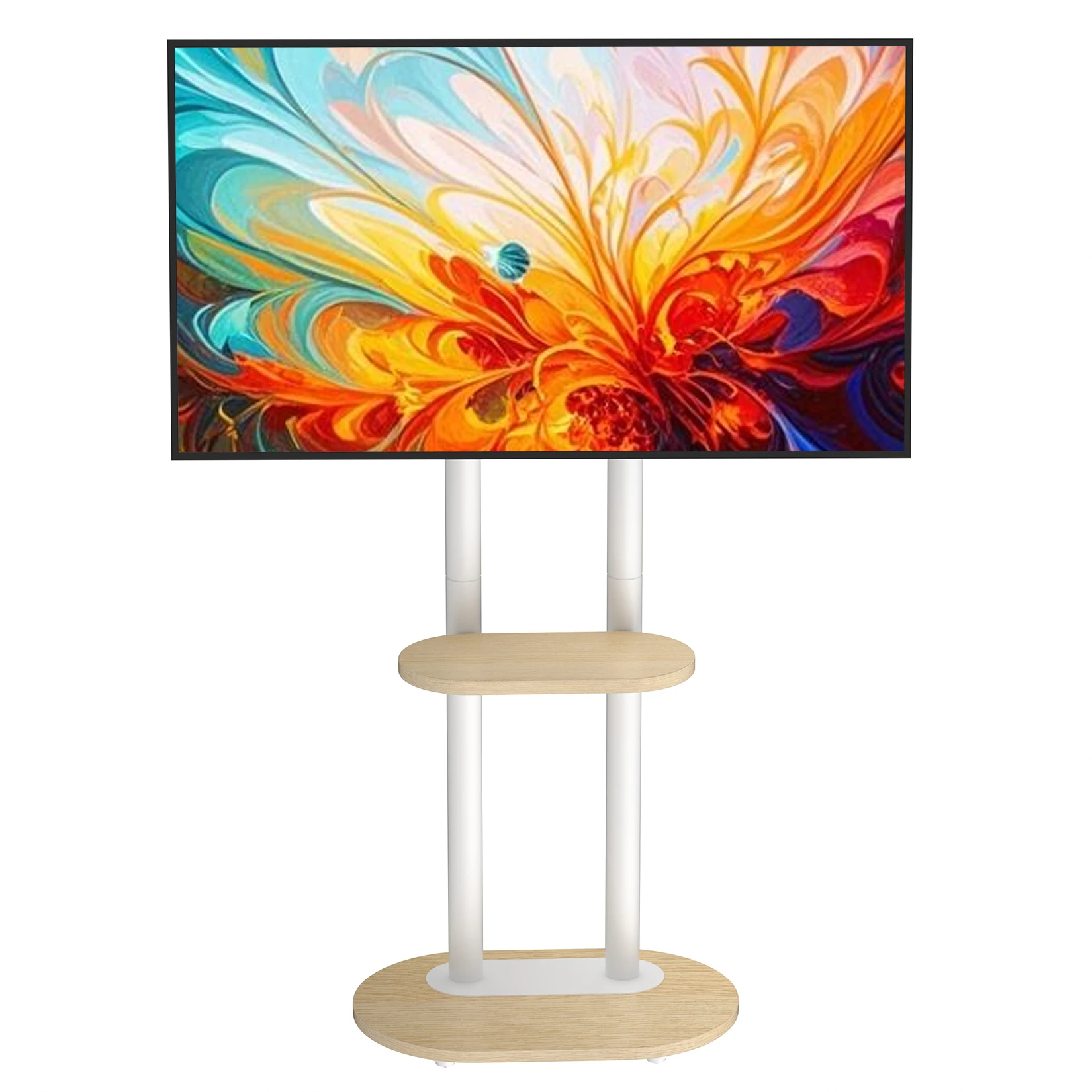 حامل تلفزيون دوار من UNHO مقاس 40-75 بوصة، حامل تلفزيون محمول على عجلات مع ارتفاع قابل للتعديل يحمل ما يصل إلى 132 رطلًا مع رف #1