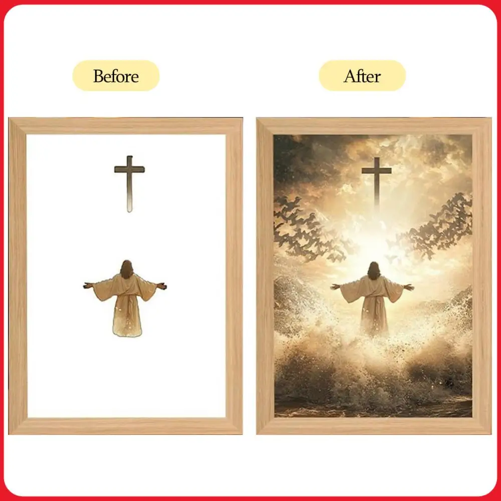 

Jesus Lamp Jesus Light Up Picture Night Light Church Lamp LED Light Painting Illuminated Jesus Picture for Living Room Bedroom