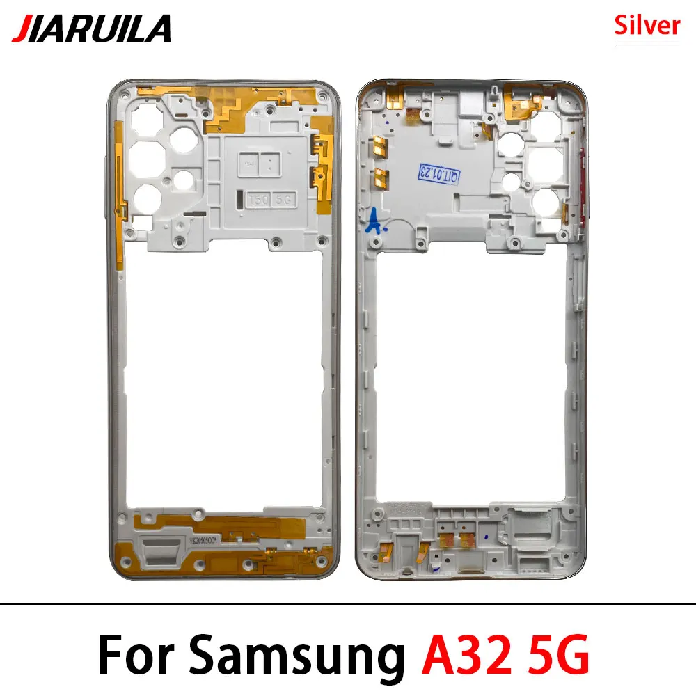 5Pcs，Middle Frame For Samsung A32 4G A325F A32 5G A326F With Camera Glass Lens Front Housing Middle Bezel Chassis Shell Parts