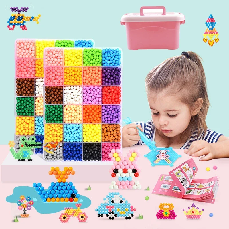 Juego de cuentas mágicas de niebla de agua DIY con caja de almacenamiento, juguetes educativos para niños, niña, niño de 3-5-7-8 años, artes y
