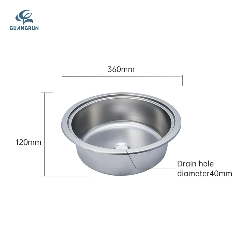 

Круглая кухонная мойка из пищевой нержавеющей стали 304 (360*120 мм) для автодомов и караванов, аксессуар для интерьера автофургонов