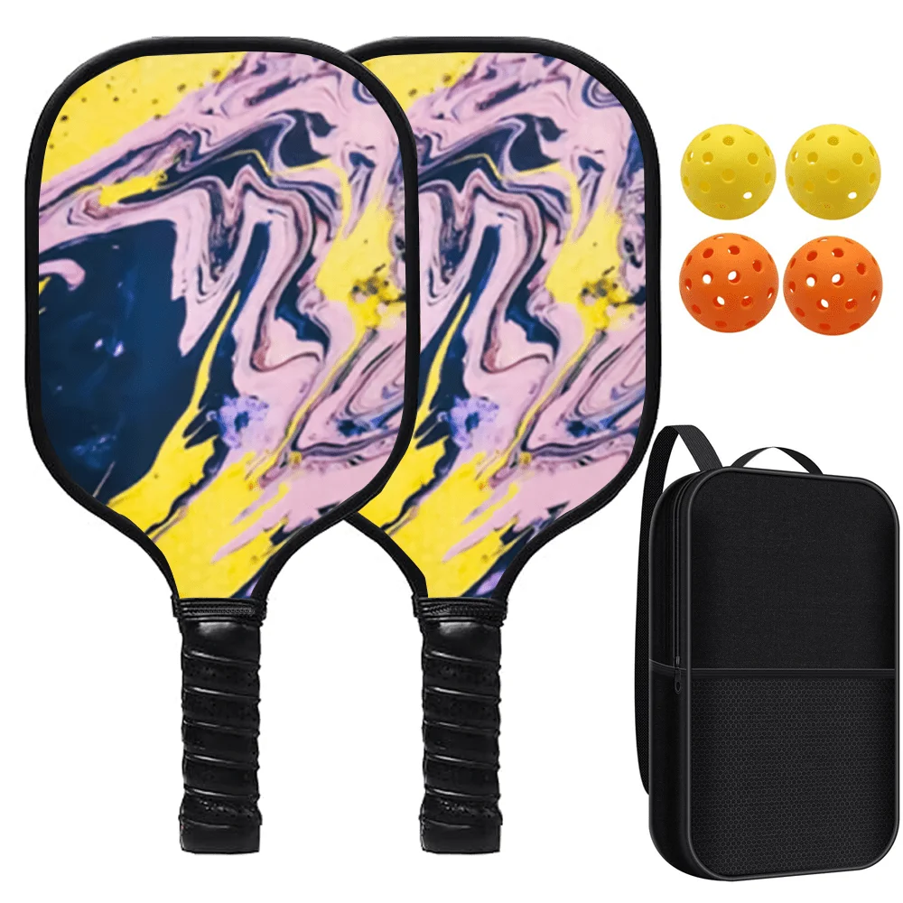

2PCS Pickleball Paddle Set with 4 Balls and Bag Fiberglass Rackets Honeycomb Core Anti-Slip Grip Outdoor Sports