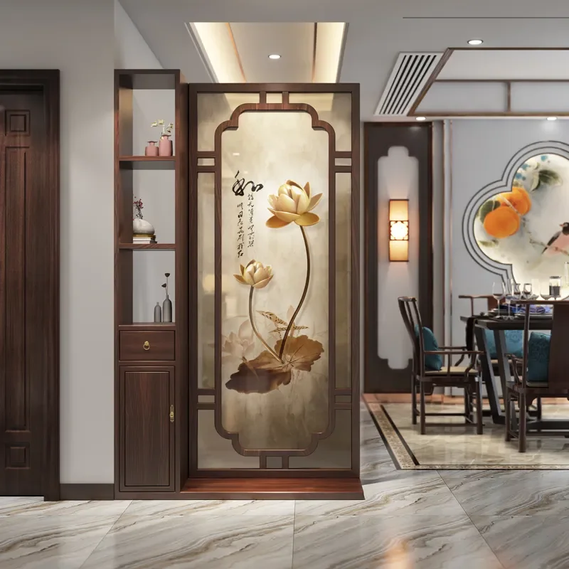 New Chinese Style Solid Wood Screen Entryway Partition Cabinet for Living Room Sofa Blocking Bathroom Grille Front Door
