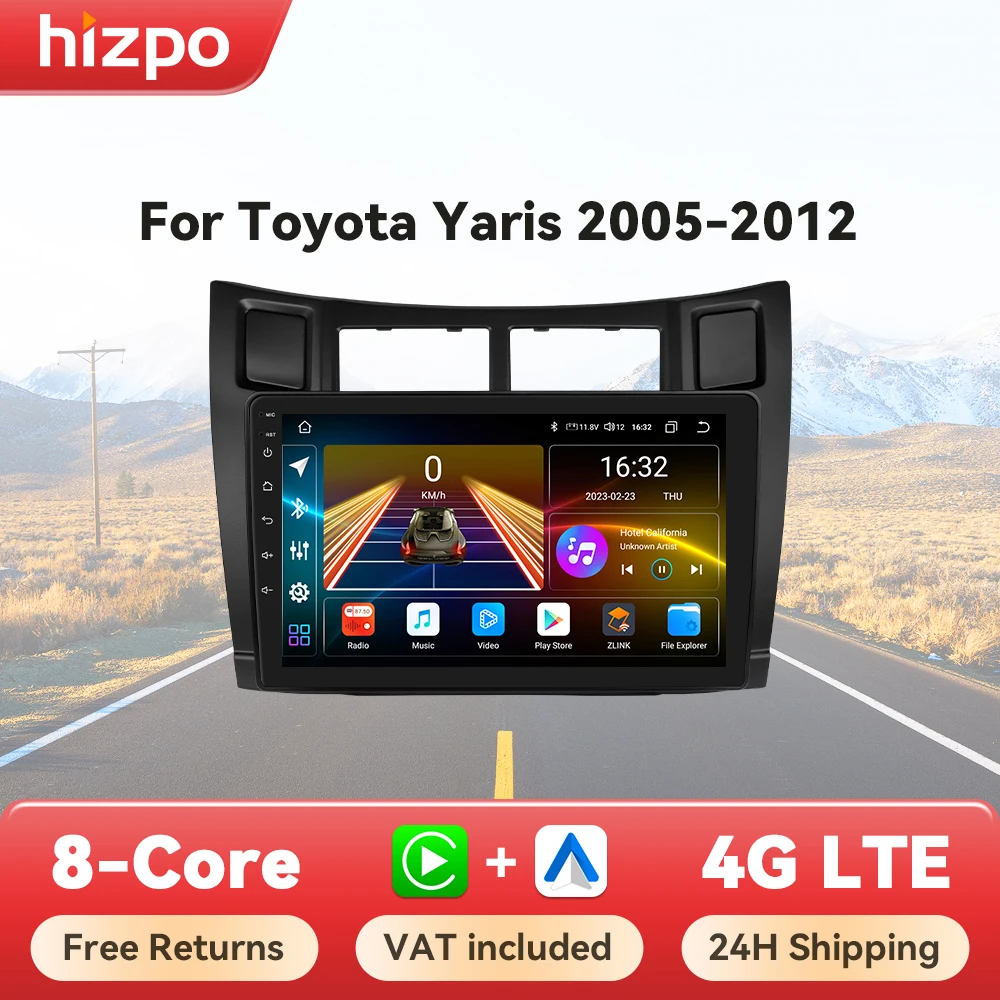 Hizpo 7862 Car Radio For Toyota Yaris 2005 - 2012 CarPlay Android Auto Intelligent Systems No 2 din 2din DVD Navigation Stereo