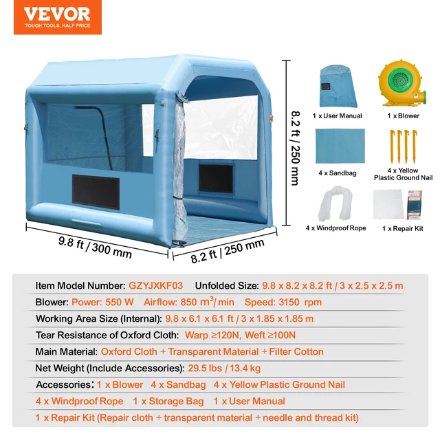 Cabine De Pintura Insuflável Com Ventiladores, sistema De Filtro De Ar