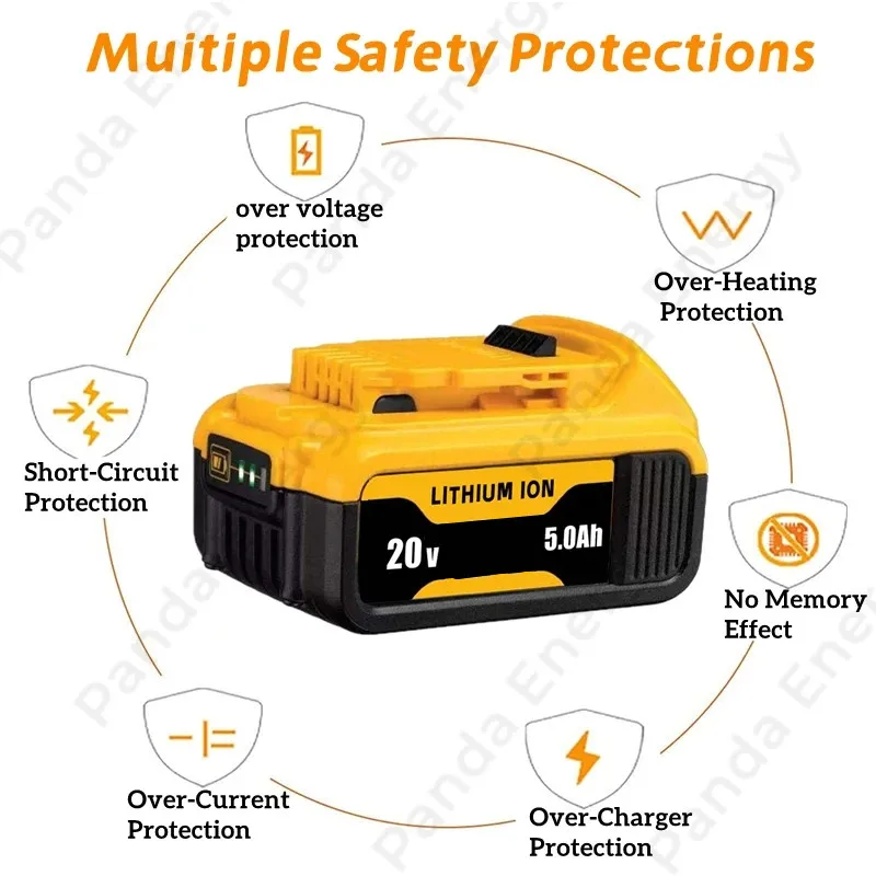 Aokaidikui  20V/18V 5000mAh Replacement Battery Compatible with Dewalt DCB200 DCB203 DCB204 DCD780 DCD785 Li-ion Battery Tools