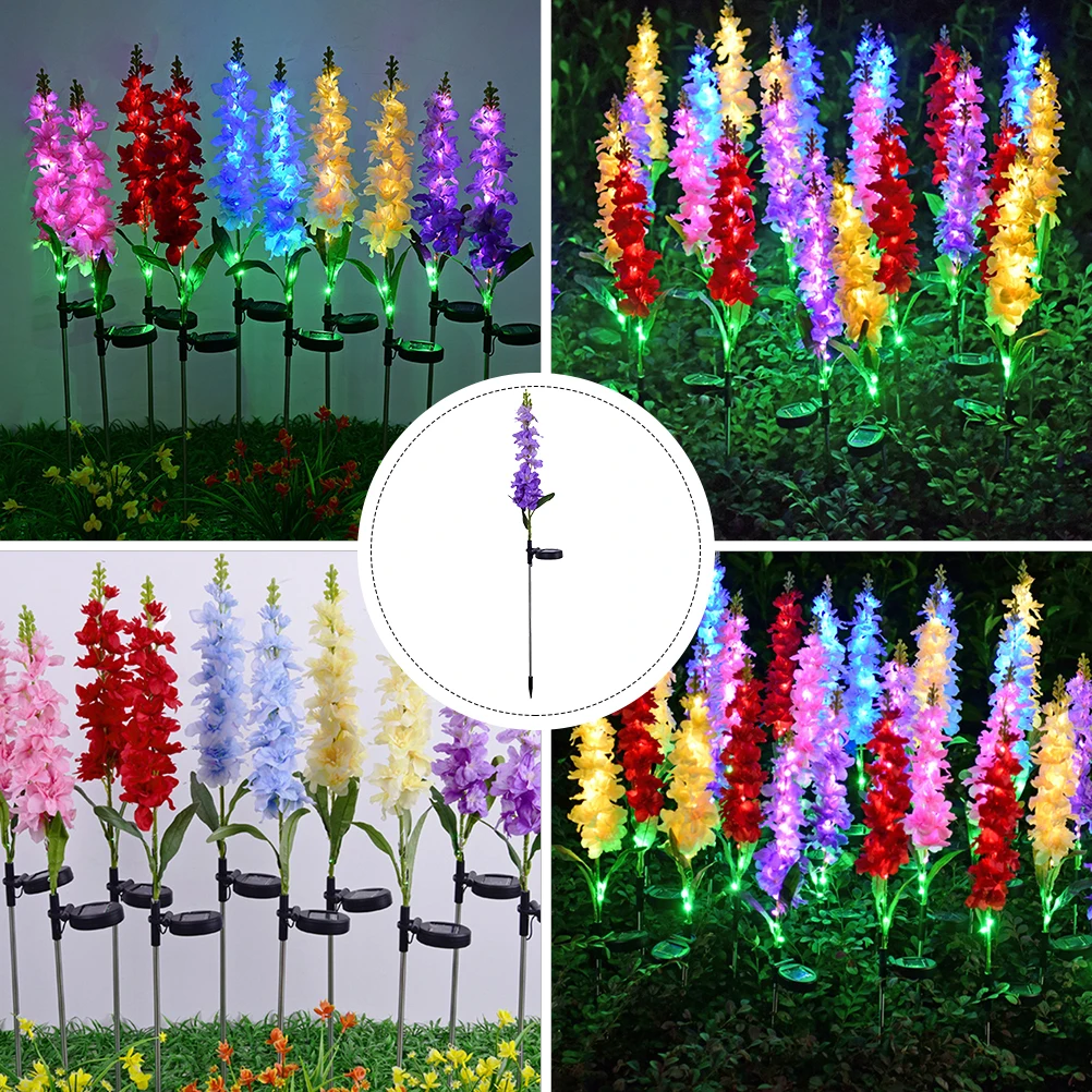 

Solar Power Violet Flower Lamp LED Stake Lights Outdoor Decorative Garden Stainless Steel Rod Solar Garden Lights Waterproof