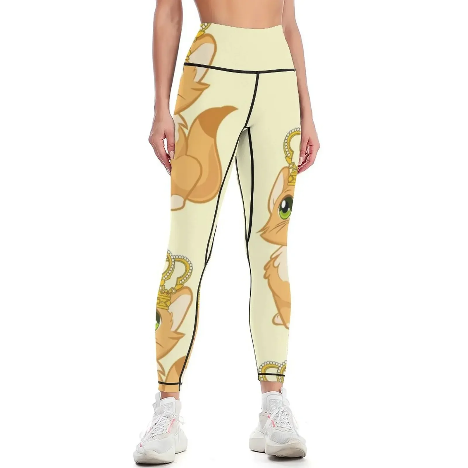 

Ginger cat in a crown Leggings sporty woman gym fitness set gym gym's sportswear sports tennis for Womens Leggings