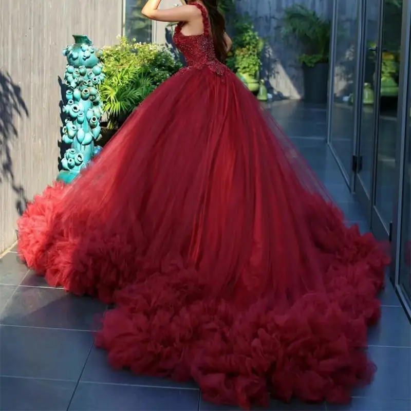 Ruffles Wrap Vintage Quinceanera Dresses Lace Appliqued Saudi Arabic Luxury Evening Gowns Custom Made Evening Dress Party Gown