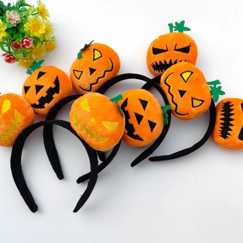 634C Halloween Abóbora Headwear Aro de Cabelo Tecido Macio Fofo Tiara de Desenho Animado para Decorações de Festa de Abóbora