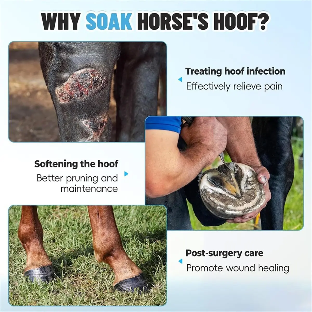 AA83 Horse Soaking Boots, Ice Boots for Horses Promote Healing, Poultice Boot , Horse Hoof Care Wrapped for Hoof Moisturise