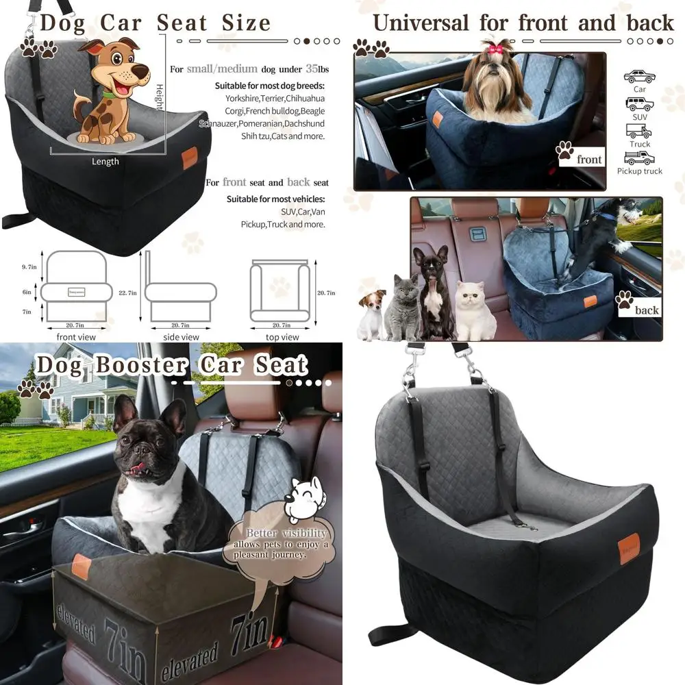 

Автомобильное кресло-лежанка для собак мелких и средних пород весом до 16 кг, с мягкой тканевой обивкой и матрасом из пены с эффектом памяти, безопасное, комфортное, съемное и моющееся.