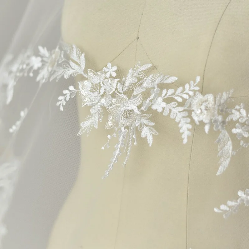 Embroidered Lace Tulle Fabric for DIY Sewing Handmade Wedding Dress Veil Accessories Decoration Clothing Fashion Cloth