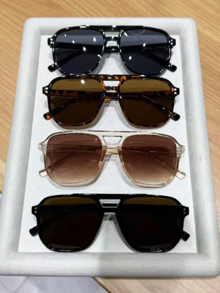 4pc classic double beam pilot sunglasses four color matching casual sunshade glasses for men and women street wear