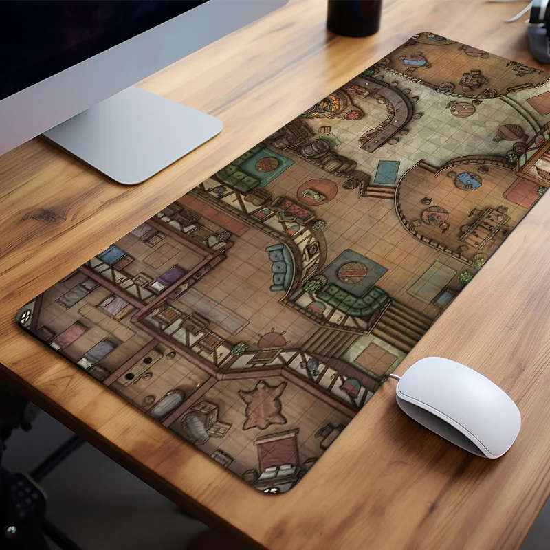 Retro Gaming Map Mouse Pad Large Gaming Mouse Pad Computer Keyboard Desk Pad with Non-Slip Rubber Stitched Edge Gift for Friends