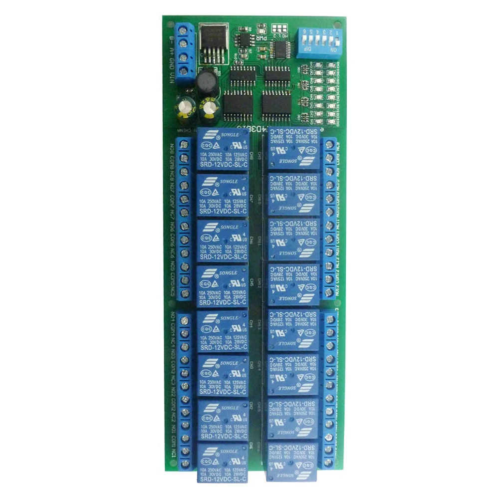 Imagem -04 - Protocolo Modbus Rtu Controle Remoto Plc Placa de Expansão Câmera Ptz Motor Led dc 12v 16 Canais Din35 C45 Trilho Din Rs485