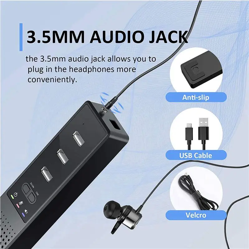 AYHF 5X 3 In 1 Computer Speakers With Microphone & Hubs USB Conference Speaker, PC Mic For Video Conference