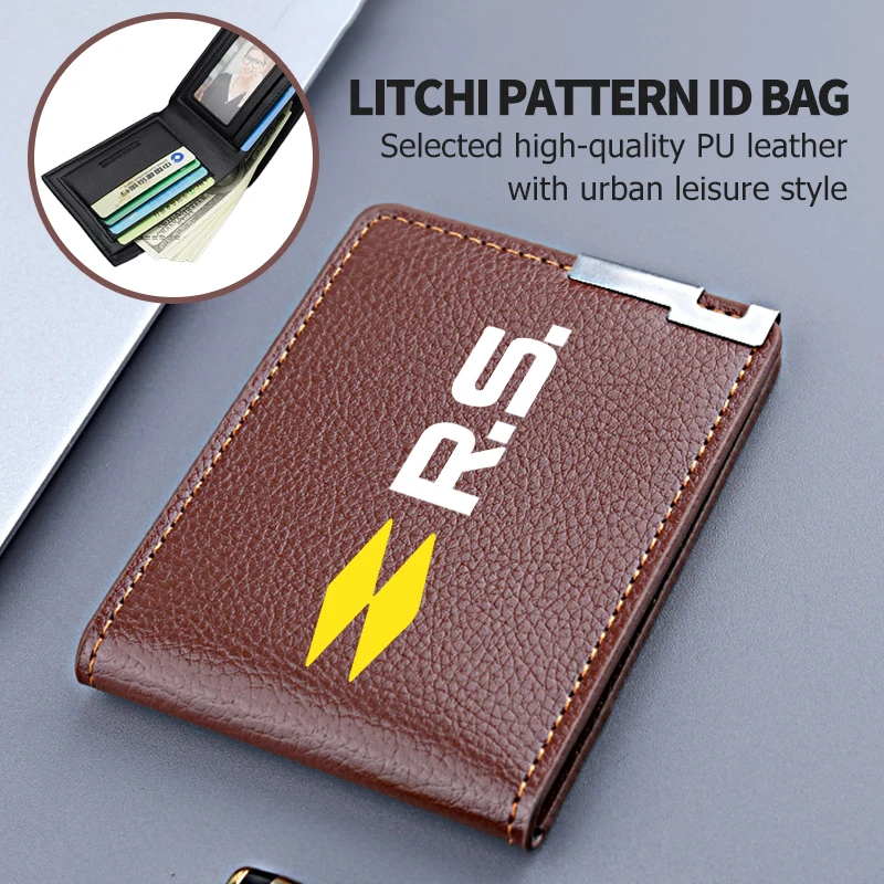 Casual Men PU Litchee Pattern Card Holder Vintage Women Wallets For Renault RS Kadjar Captur Clio Megane 2 3 4 RS Koleos Logan