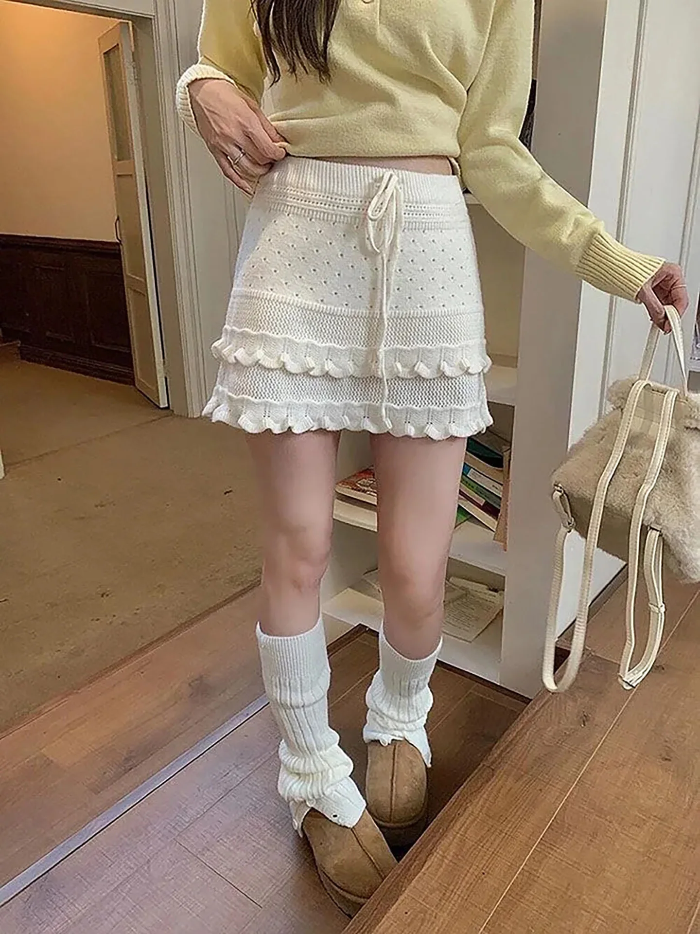

Spring 2026 New Sle Women's Pure Desire Knitted Skirt Soft Fluffy Pleated High Waist A-Line Skirt Daily Wear