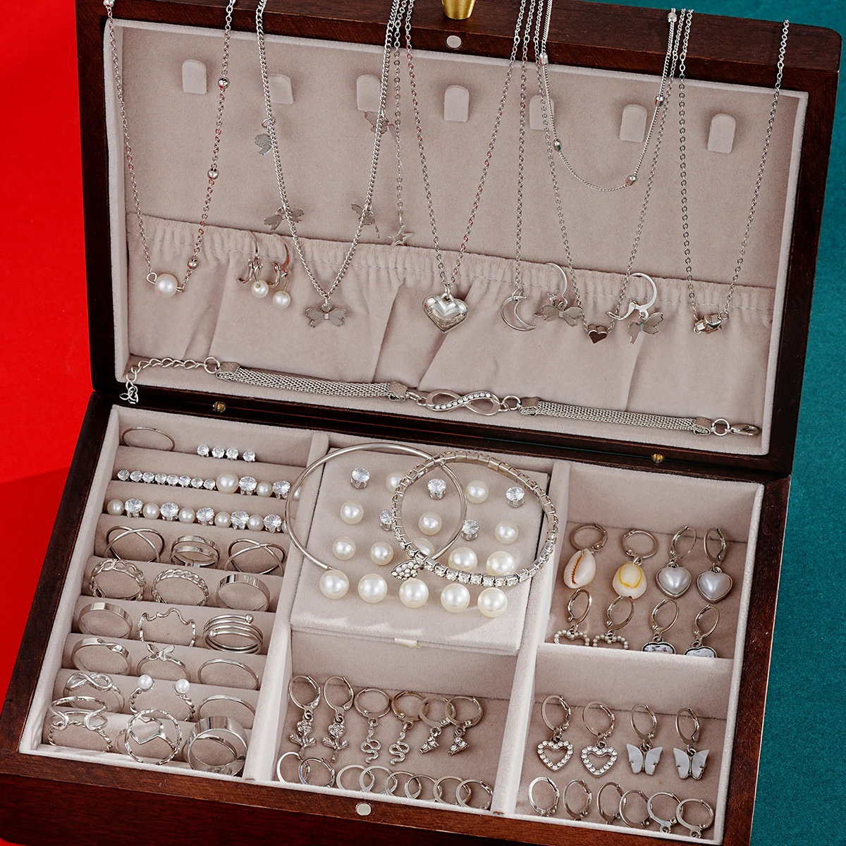 73 Pcs/Set Elegant Pearl Jewelry Sets For Women Fashion Simple Heart Butterfly Conch Crystal Necklace Bracelet Earring Ring Sets view 2