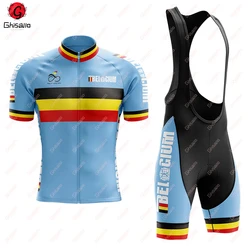 Short Sleeve Cycling Jersey Set for Men, Bicycle Clothing, MTB Bike Jersey, Maillot, Maillot, Belgium, Retro Team
