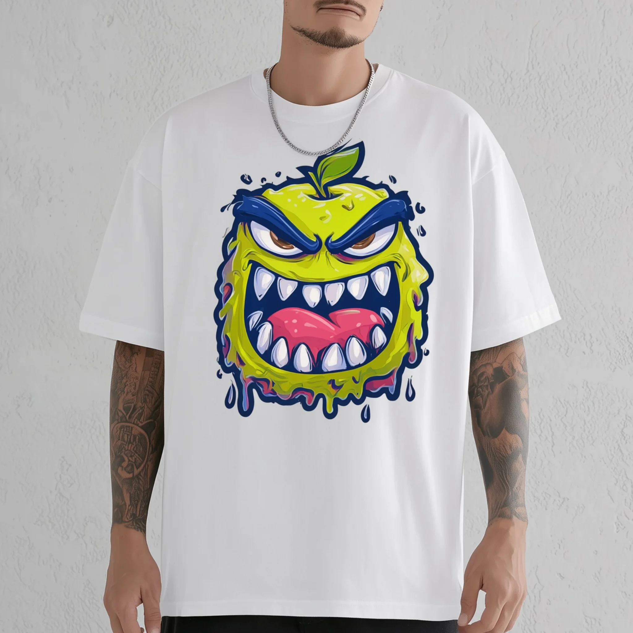 

Teevo Men's Casual T-Shirt with Monster Apple Print for Daily Wear
