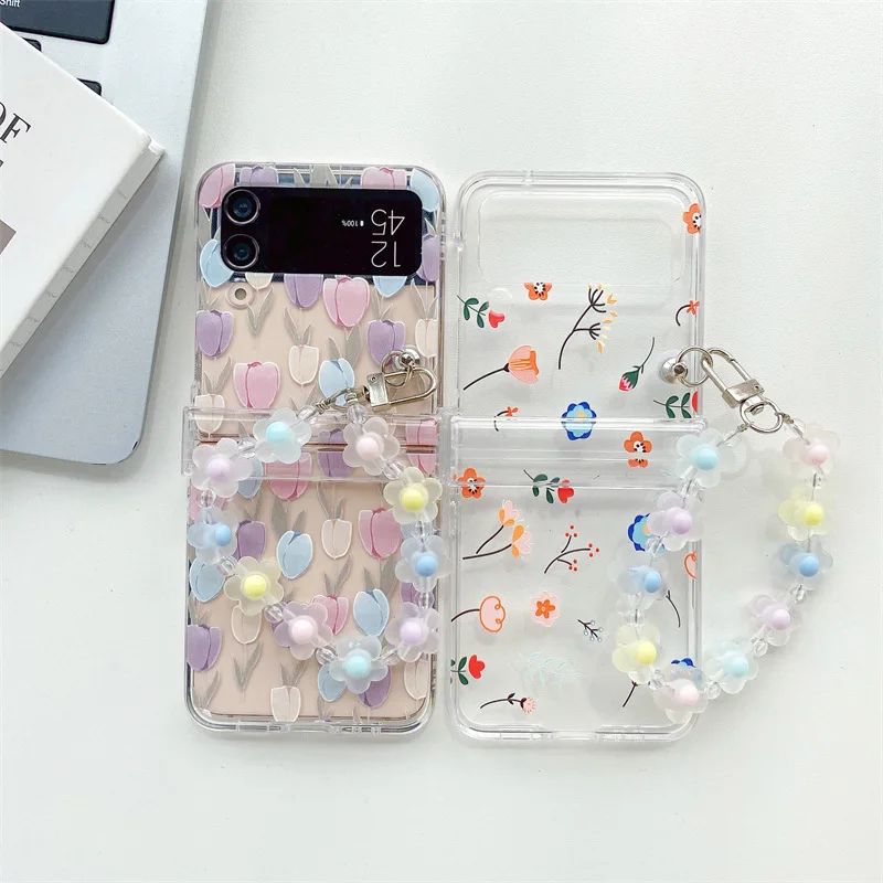 

Flowers Chain Phone Case for Samsung Galaxy Z Flip 7 6 5 4 Protective Back Cover for ZFlip5 ZFlip6 ZFlip7 Case Shell