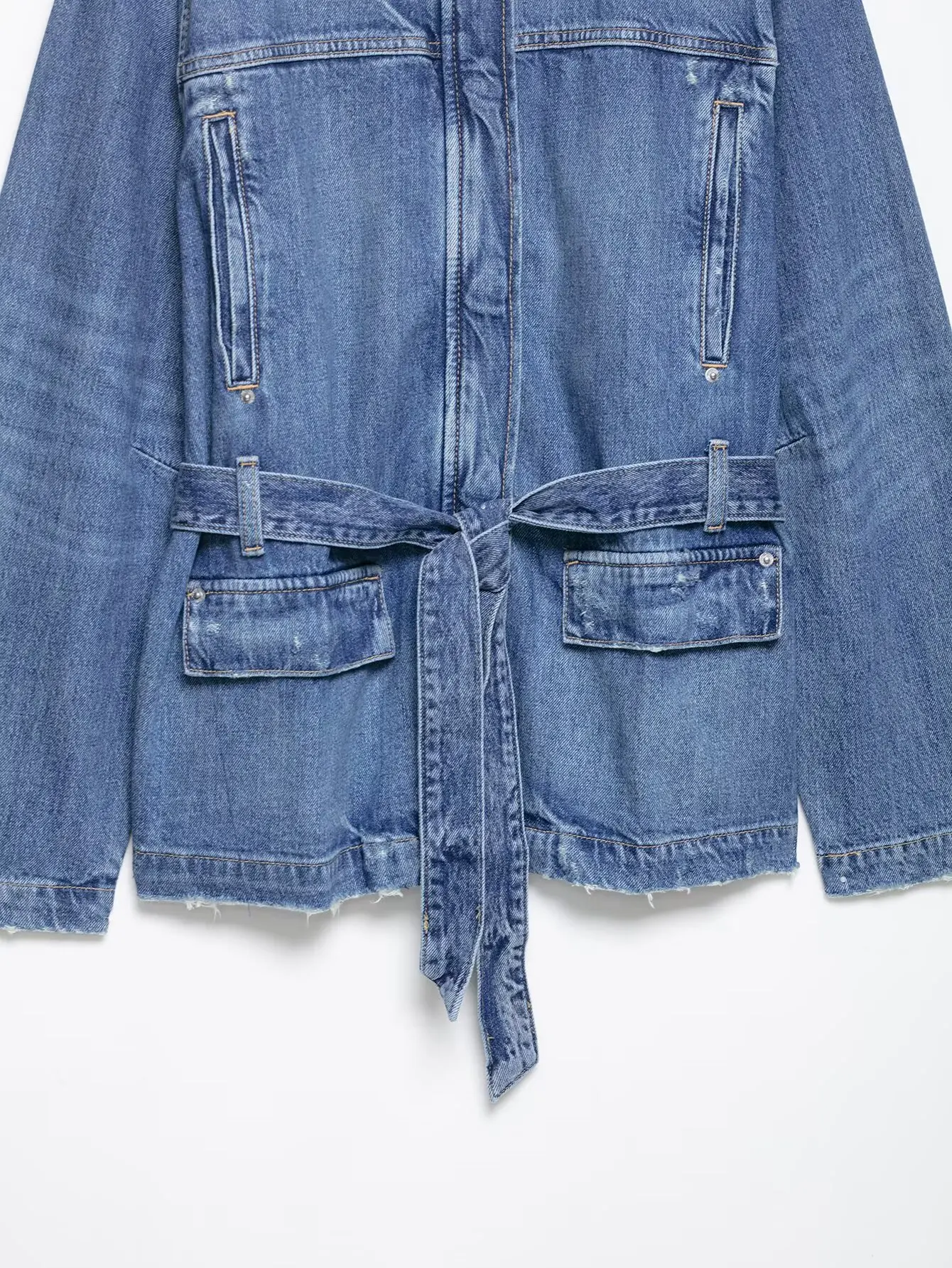 Herfst 2025, nieuwkomers, oversized, veelzijdig halflang spijkerjack met strik aan de voorkant