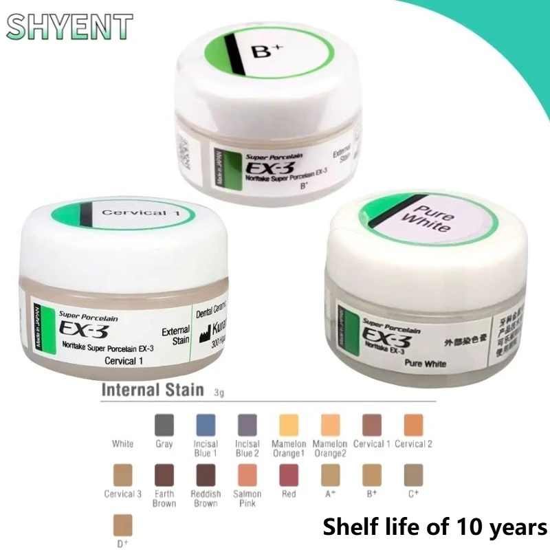 1 قطعة مسحوق البورسلين المعدني للأسنان لـ Kuraray Noritake EX-3 سطح مصبوغ الخزف A + B + C + D + مسحوق المينا عن طريق الفم فلورو