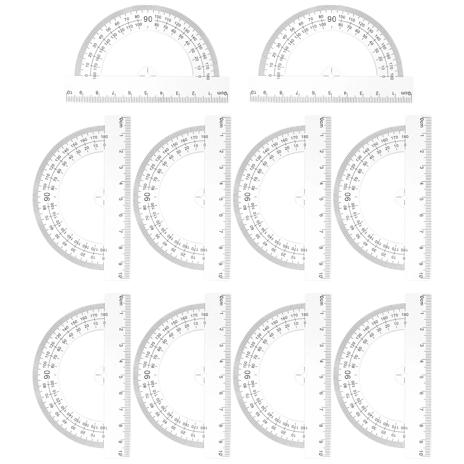 10pcs Half Circle Protractor 180 Degrees Plastic Measuring Tool For Math Geometry Drafting Student Stationery Angle Ruler