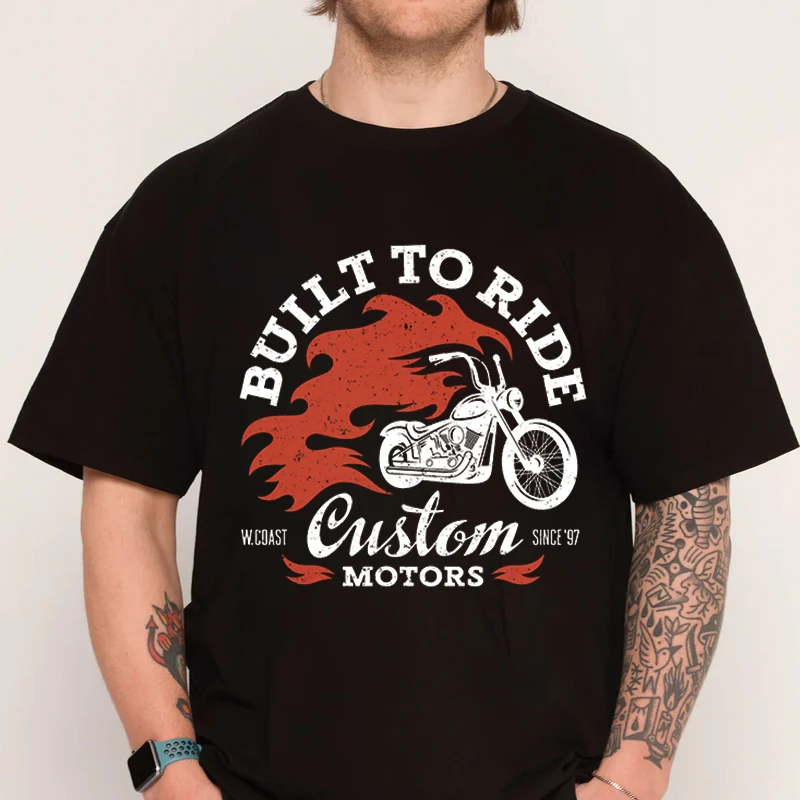 

Ретро мотоциклетная футболка с принтом, футболка из 100% хлопка с круглым вырезом, модные мужские футболки с короткими рукавами, футболки с графикой