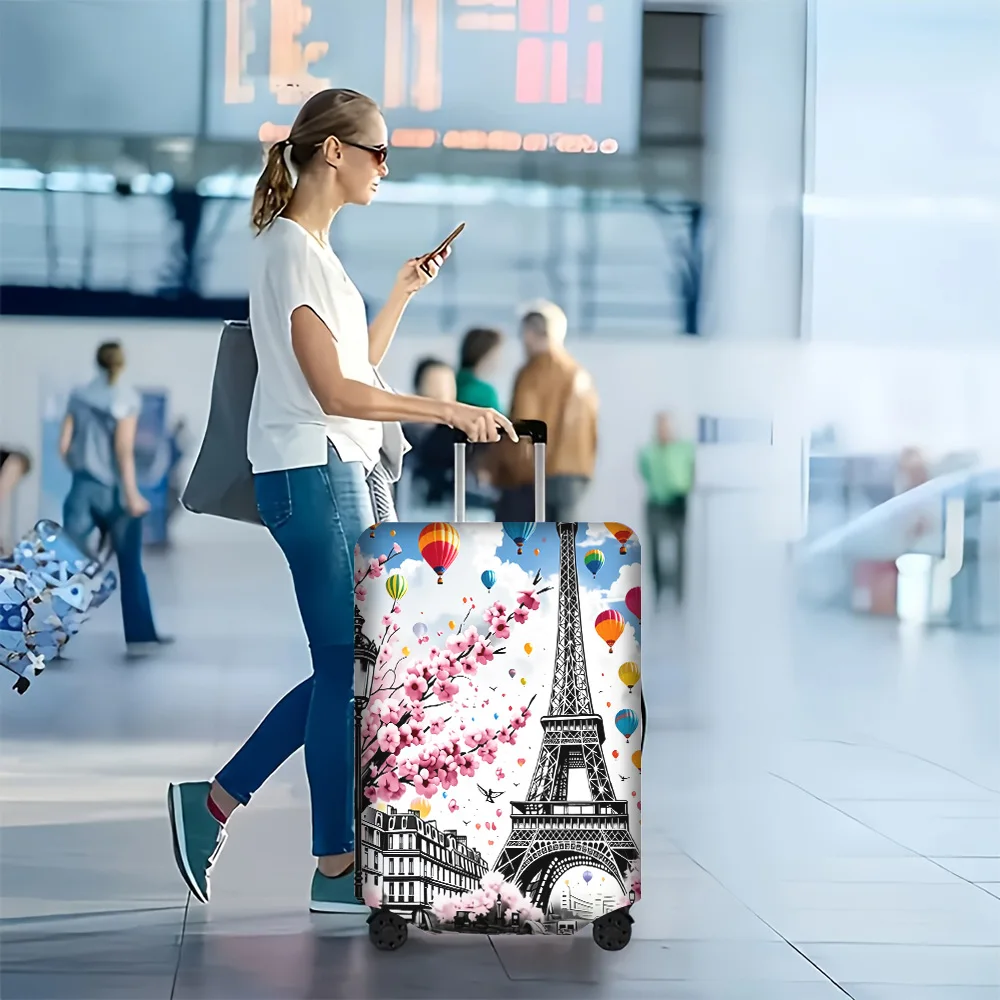 

1PC Eiffel Tower Cherry Blossom Print Luggage Cover for luggage 18 – 32 inches; dust and elastic travel accessories to effect