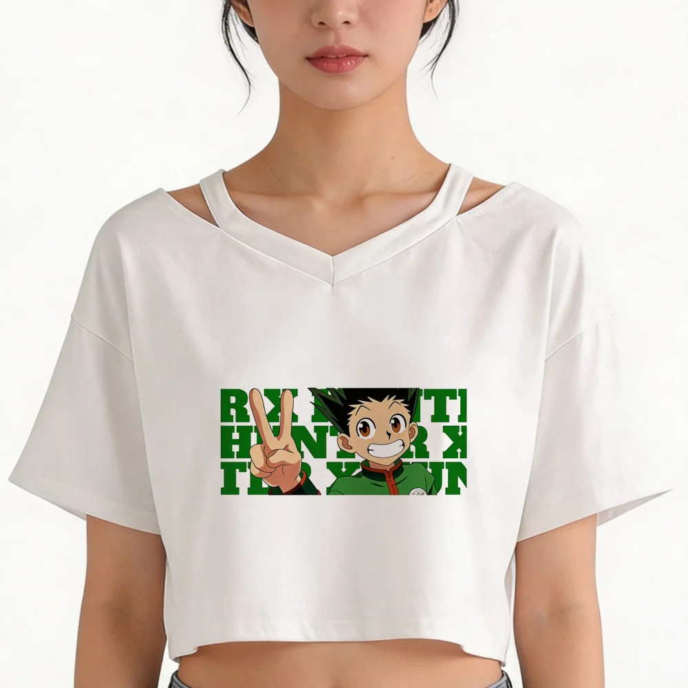 Hunter x Hunter crop top girl vintage korean fashion gyaru summer t shirt harajuku cutecore kawaii streetwear clearance sales