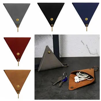 Korean Style PU Leather Coin Purse Solid Color Coin Purse Small Item Bag Earphone Storage Bag Key Pouch Triangle Coin Purse
