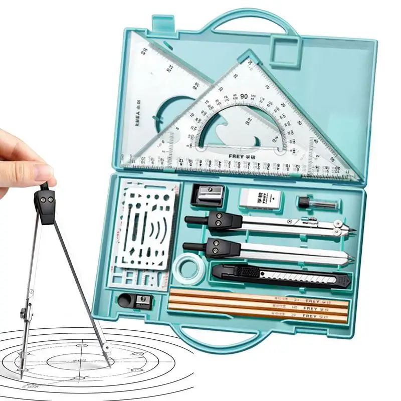 Drafting Kit Geometry Drawing Tools Set Triangle Ruler Compass Protractor Set Drafting Supplies Architecture Drawing Pencils