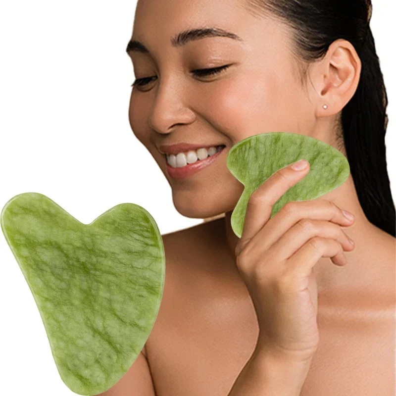 Natural Jade Gua Sha Stone Board Massage Rose Quartz Guasha Plate Jade Face Massager Scrapers Tools for Face Neck Back Body