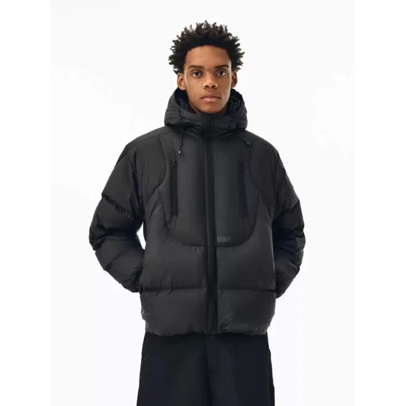 2025 The Double-pull Hooded Three-dimensional Short Cotton-padded Jacket Winter Couple's New Wide White Warm Coat