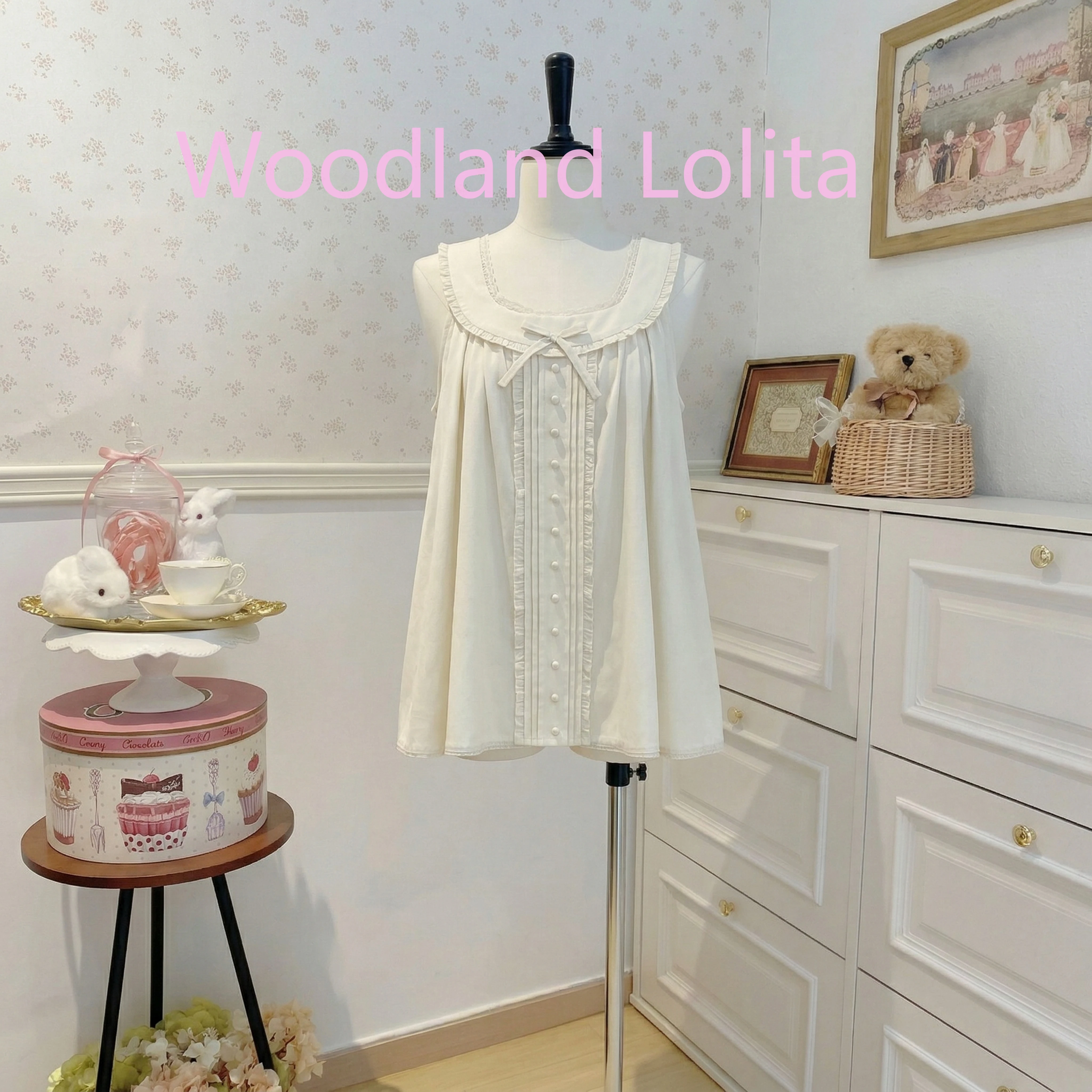 

Summer French Fashion Sweet Loose Mini Dress Women Sleeveless Doll Collar Bow Party Dress Casual Chic Minimalist Style Clothing