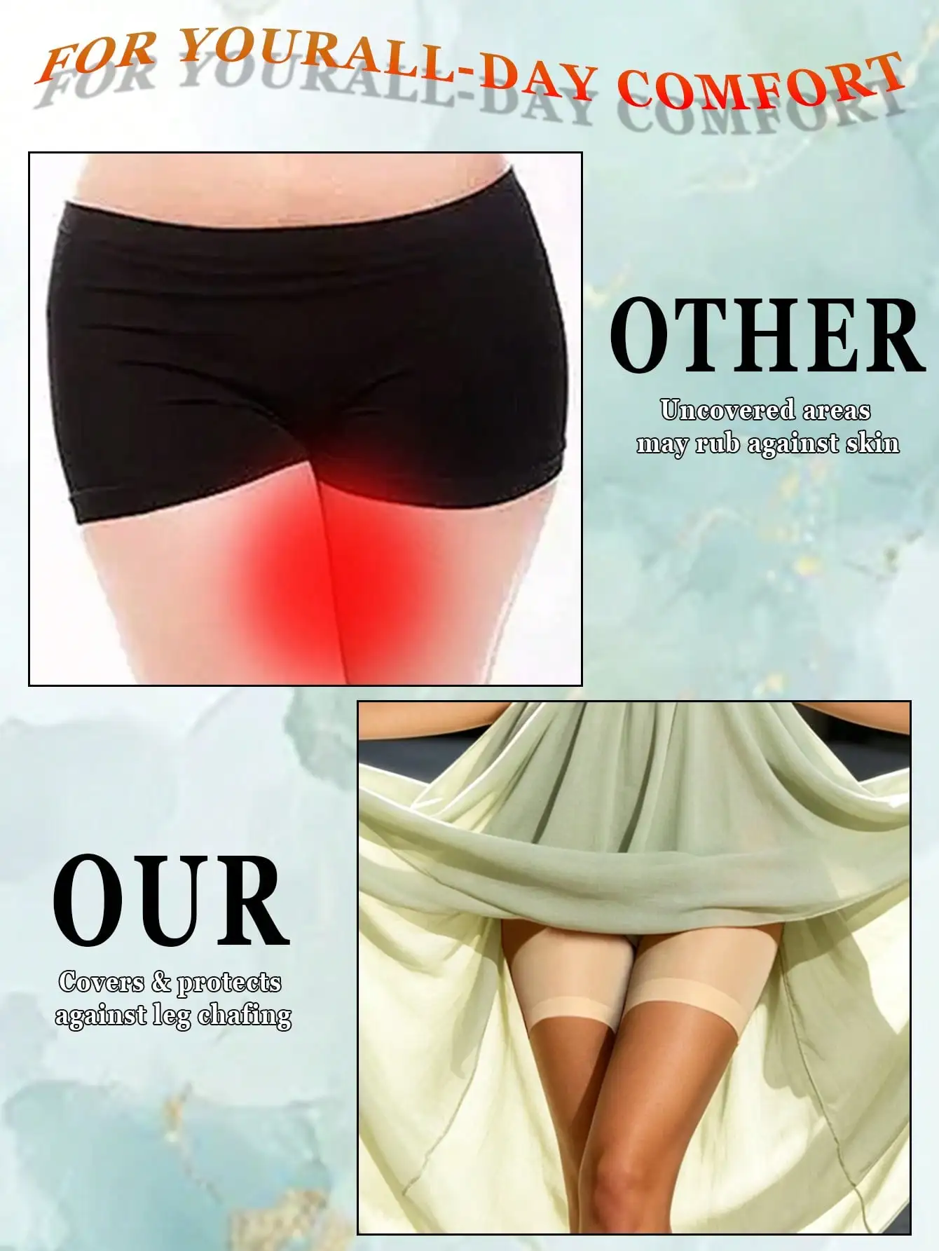 2Pcs Women Anti Chafing Thigh Bands Band High Elastic Silica Gel Anti-friction Protection Leg Warmer Anti Hooks Thigh Bandages view 2