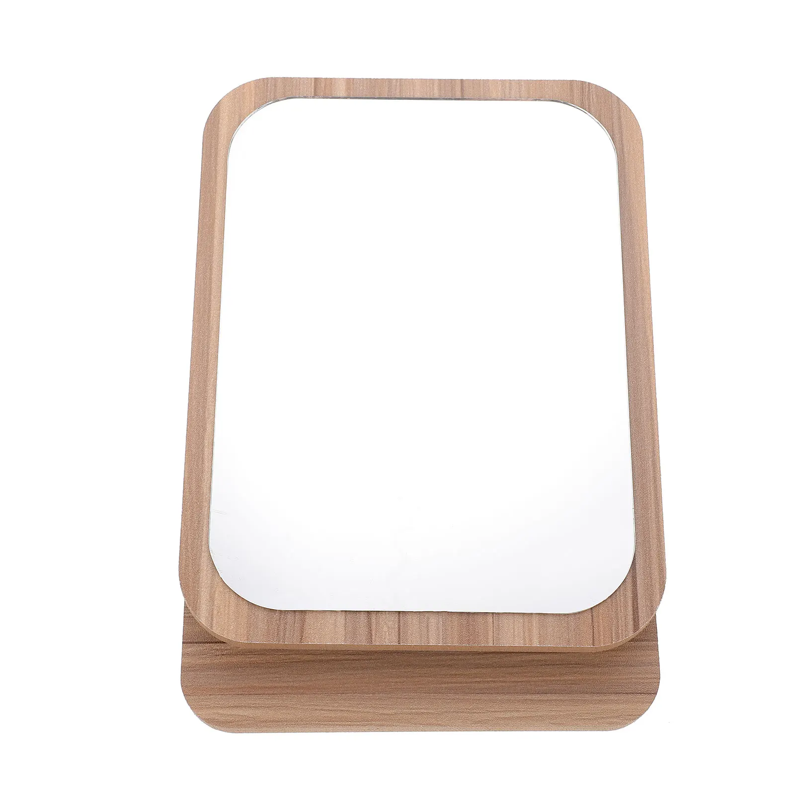 

Wooden Vanity Mirror Vintage Dorm Tabletop Portable Desktop Makeup Smooth Surface Polished Good Feeling