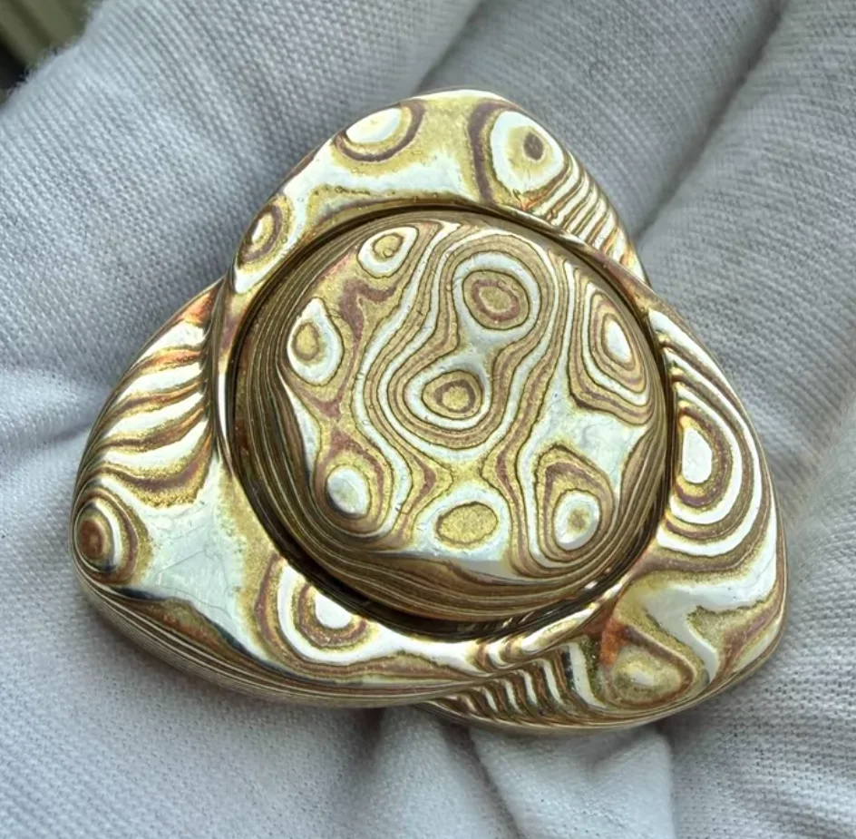 Used EDC KAP Mokume Rose gyroscope fidget spinner metal decompression toy