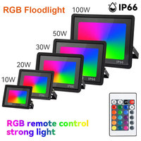 110V 220V Rgb Led Floodlight Reflector 10W 100W 50W 30W Outdoor Waterproof Led Spotlight Colors Changing Remote Control Rgb Lamp