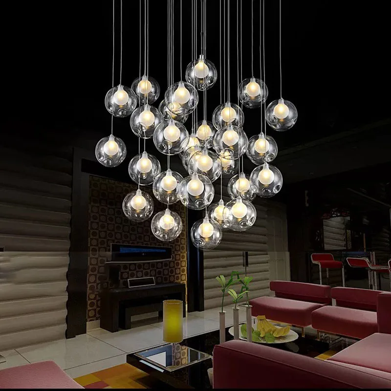 

Modern Glass Ball Chandelier LED Ceiling Light for Living Room Bedroom Hotel Dimmable Pendant Lamp Decorative Lighting Fixture
