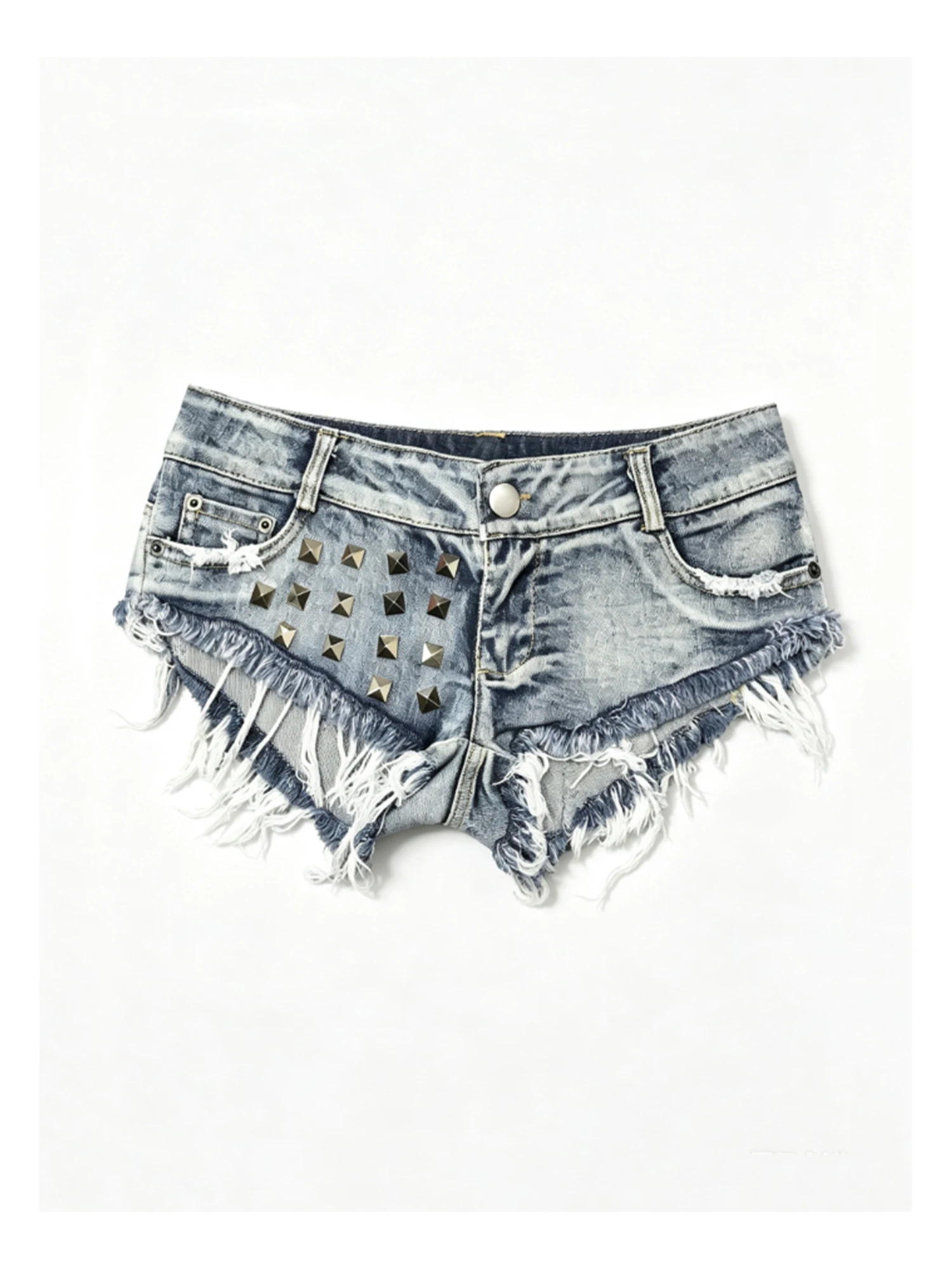 Women Light Blue Washed Shorts Sexy Y2K Gyaru Micro Cowboy Low Rise Hot Pants Nightclub Pole Dance Denim Shorts for Women Summer